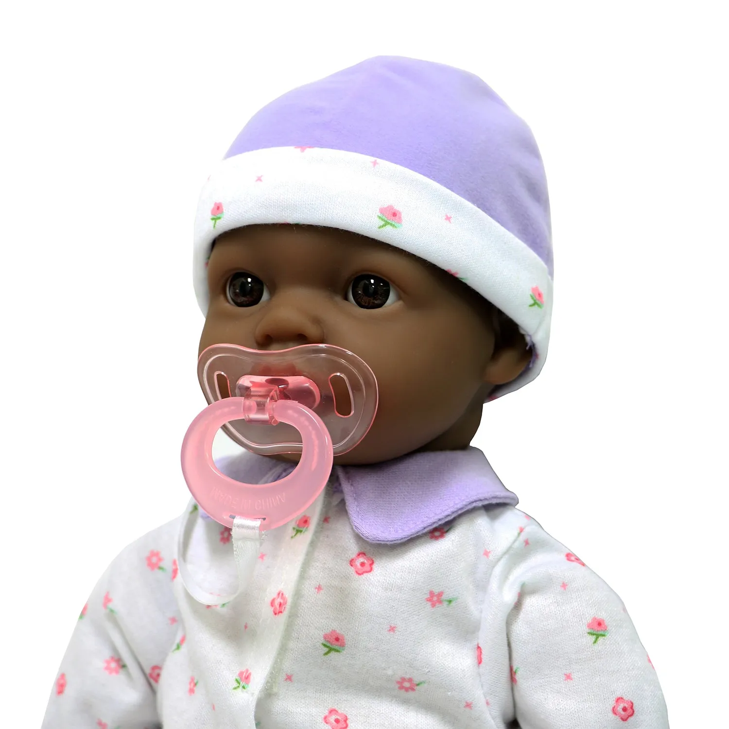 JC Toys La Baby Soft 16-Inch Doll with Purple Sleeper and Pacifier