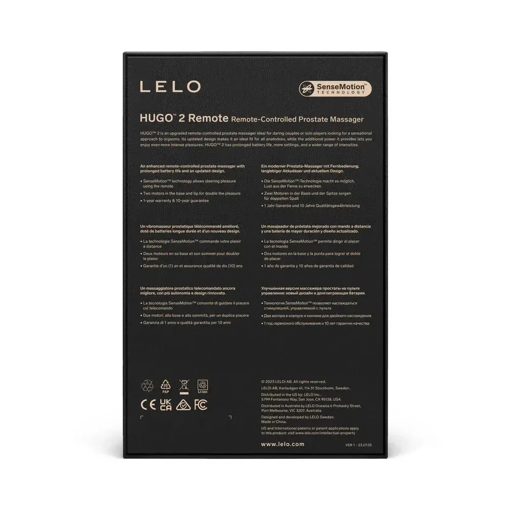 LELO Hugo 2 Remote Controlled Prostate Massager Anal Sex Toy for Men