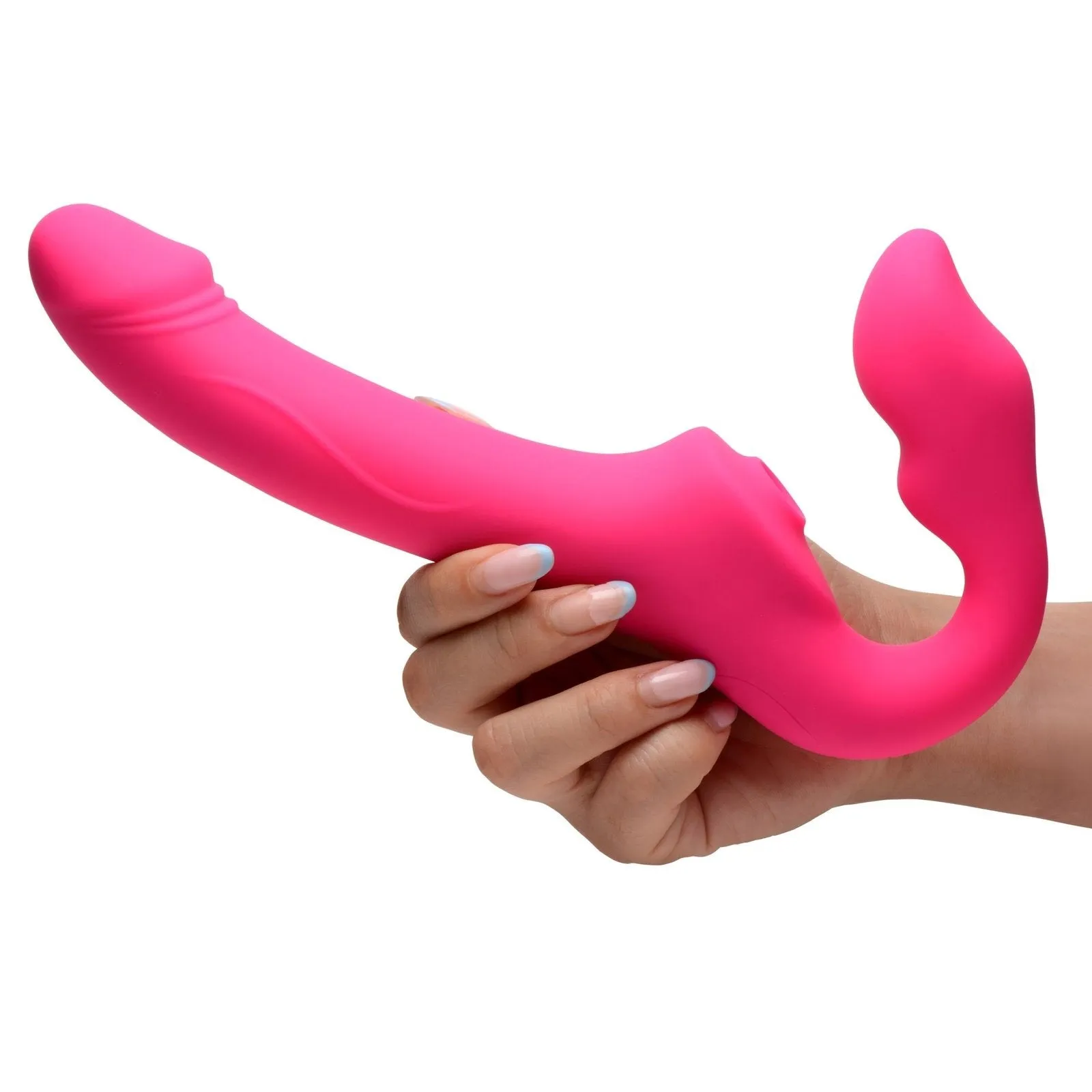 Licking And Vibrating Strapless Strap-on With Remote Control