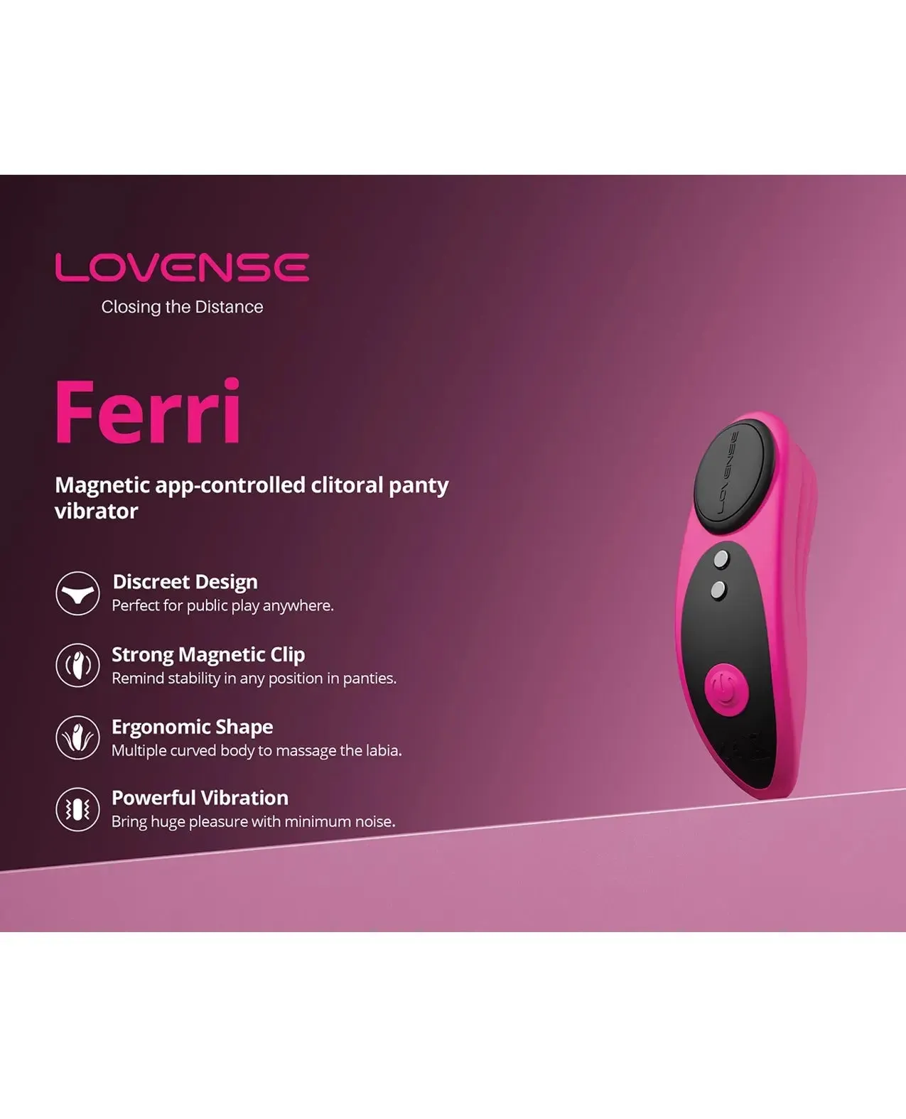 Lovense Ferri Bluetooth Remote-Controlled Panty Vibrator Sex Toy for Couples