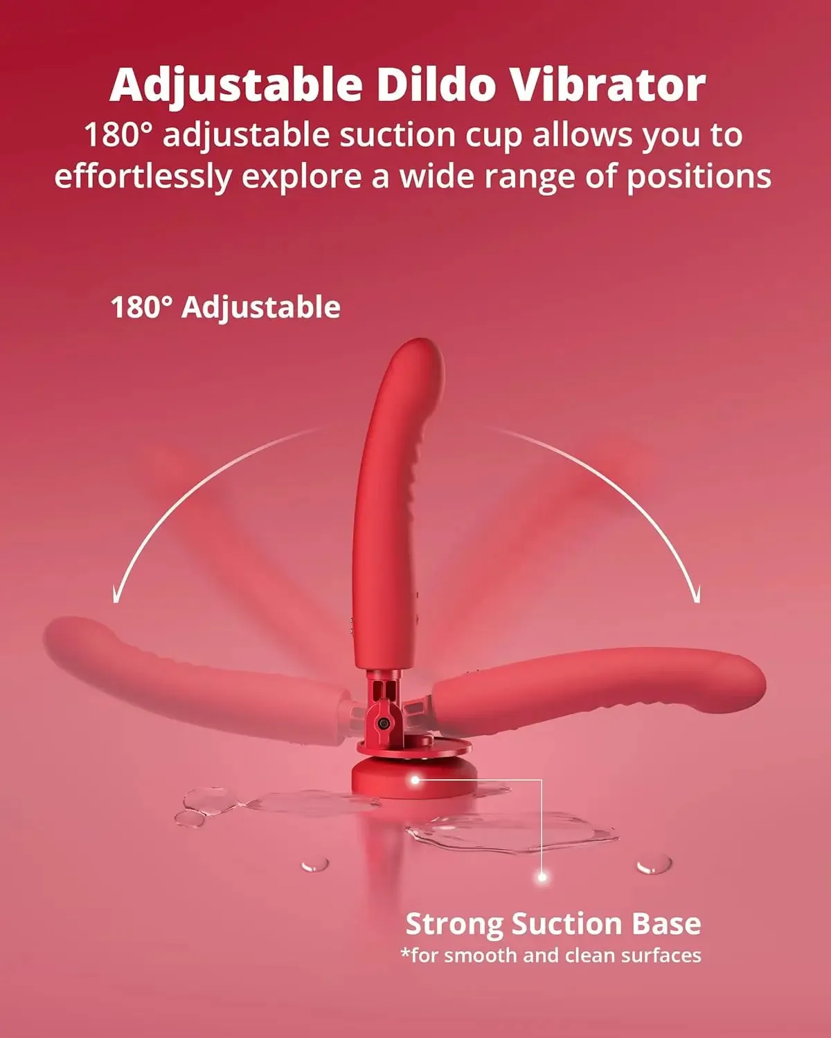Lovense Mission 2 Bluetooth Suction Cup Dildo Sex Toy Touch-Sensitive Tech - Red