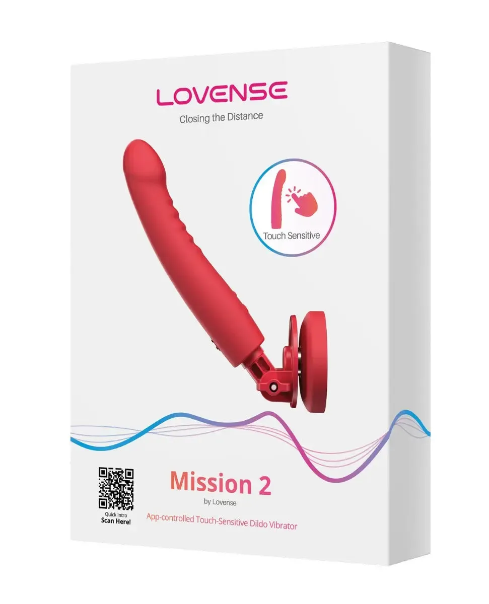 Lovense Mission 2 Bluetooth Suction Cup Dildo Sex Toy Touch-Sensitive Tech - Red
