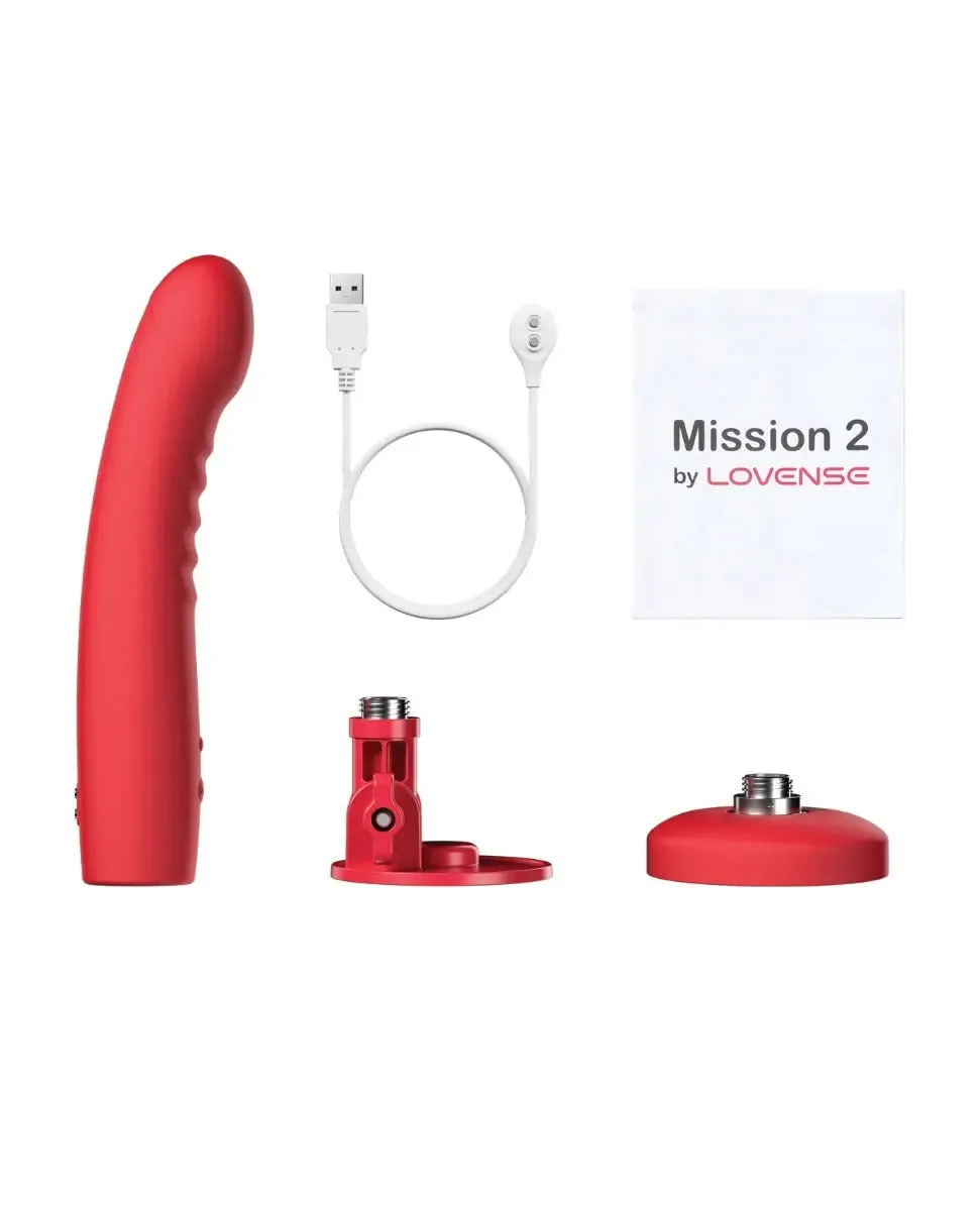 Lovense Mission 2 Bluetooth Suction Cup Dildo Sex Toy Touch-Sensitive Tech - Red