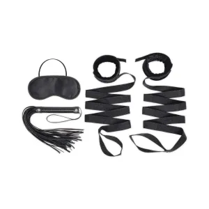 Lux Fetish Bondage Bed Restraint Strap and Flogger 4-Piece BDSM Kit