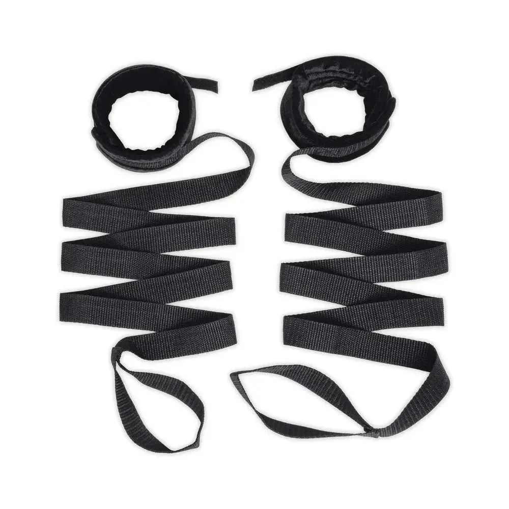 Lux Fetish Bondage Bed Restraint Strap and Flogger 4-Piece BDSM Kit