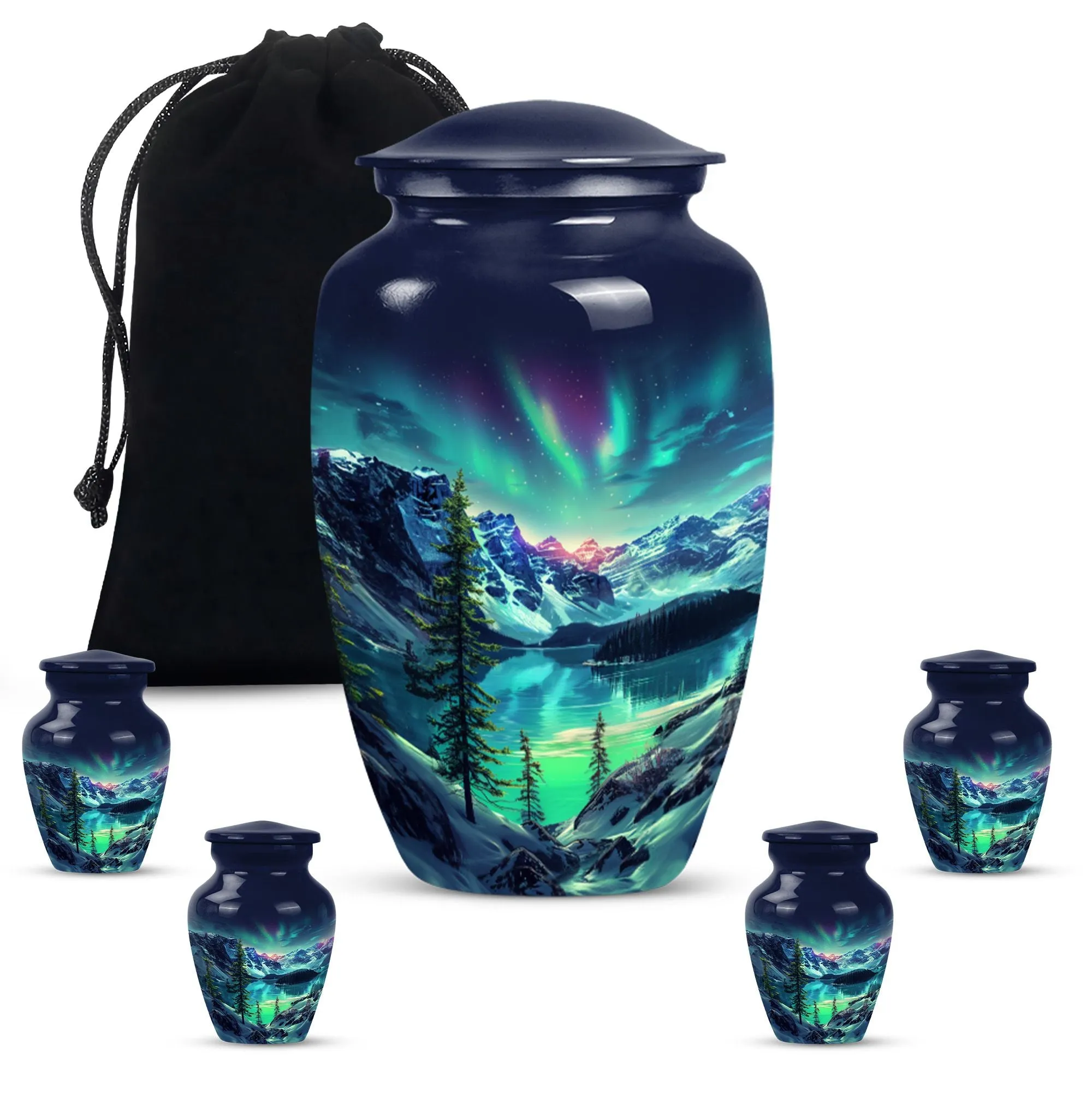 Northern Lights Aurora Borealis - Memorial Keepsake Urn for Adult Ash