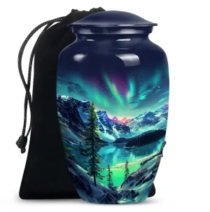 Northern Lights Aurora Borealis - Memorial Keepsake Urn for Adult Ash