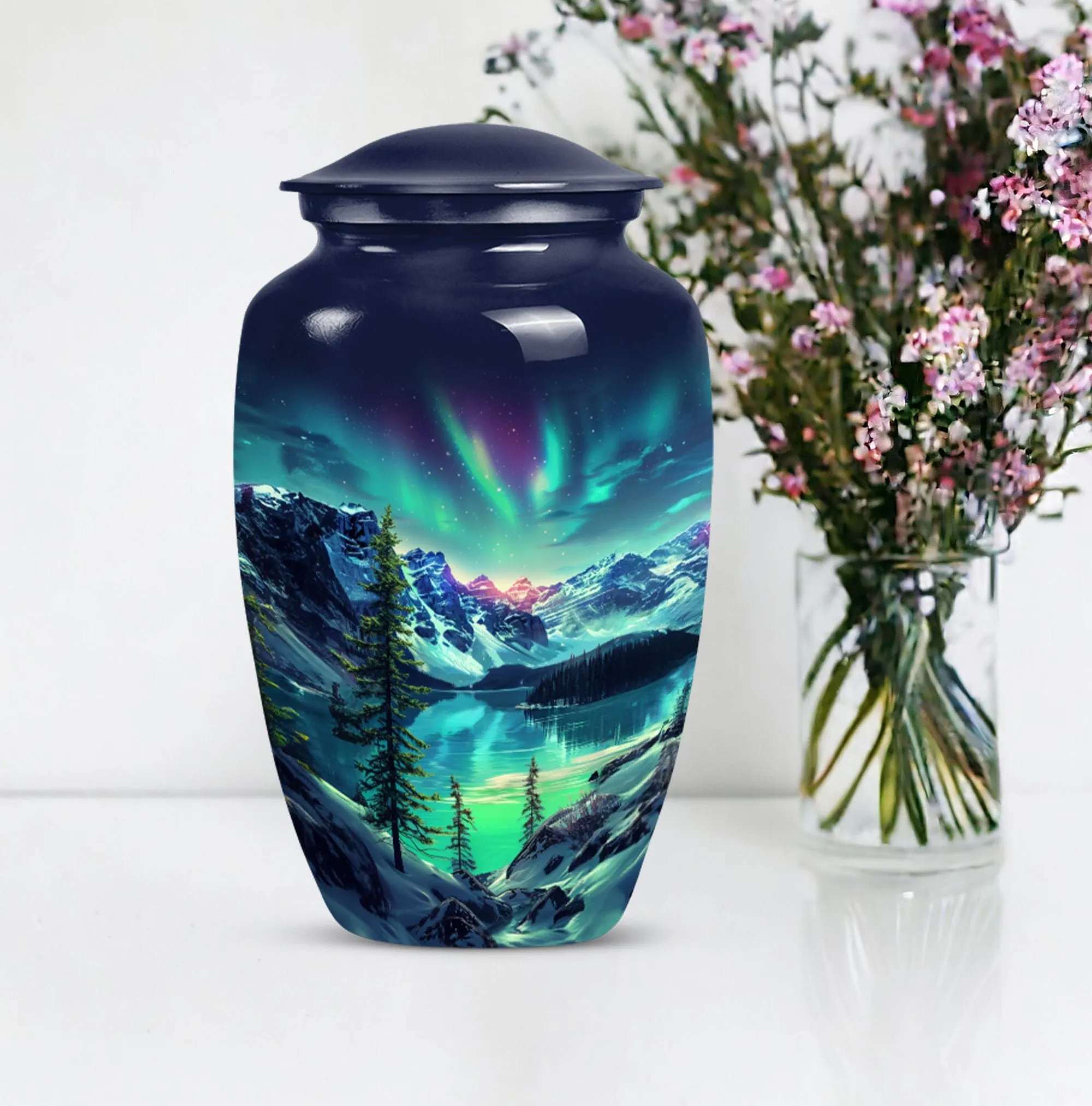 Northern Lights Aurora Borealis - Memorial Keepsake Urn for Adult Ash