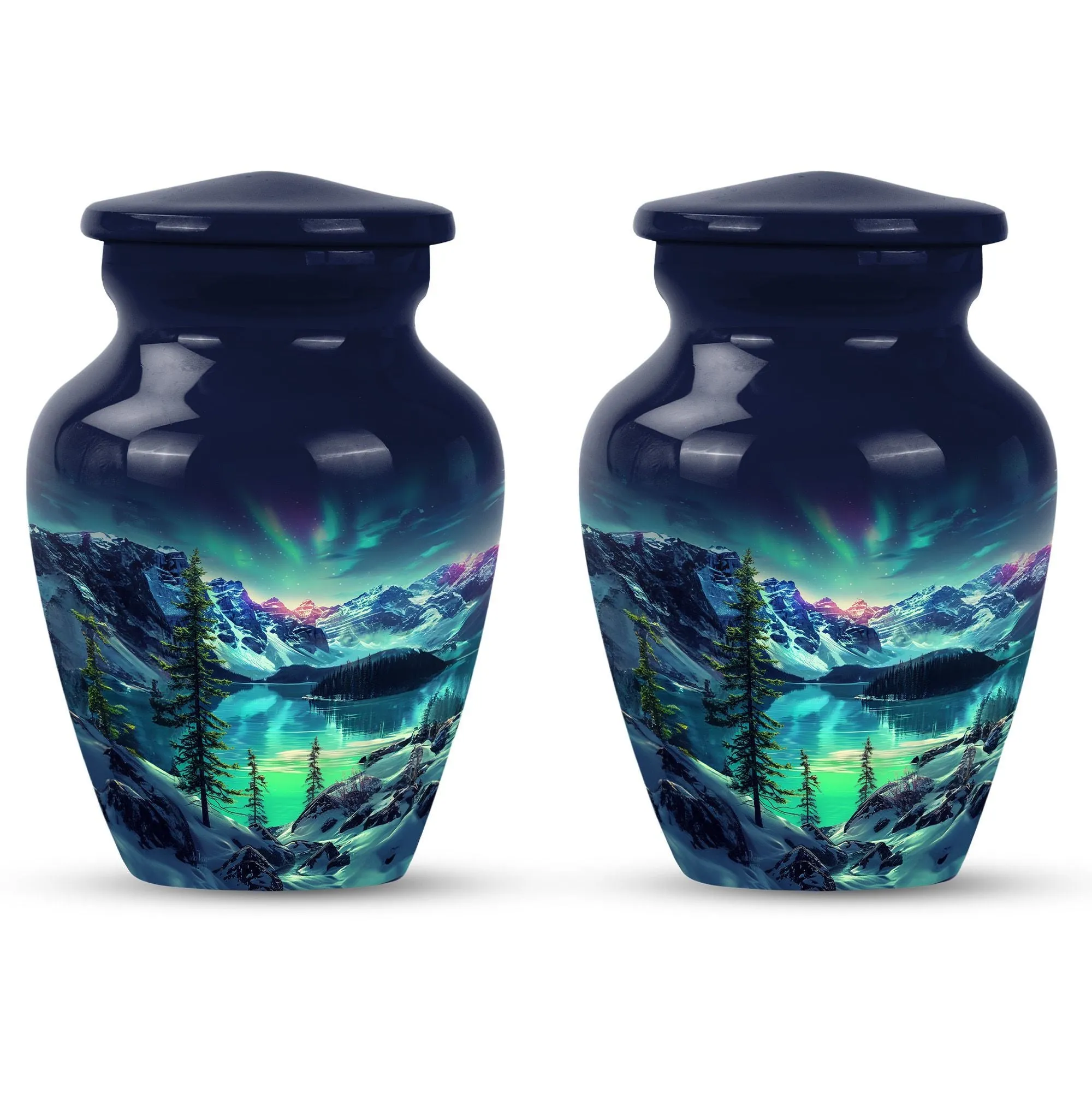 Northern Lights Aurora Borealis - Memorial Keepsake Urn for Adult Ash