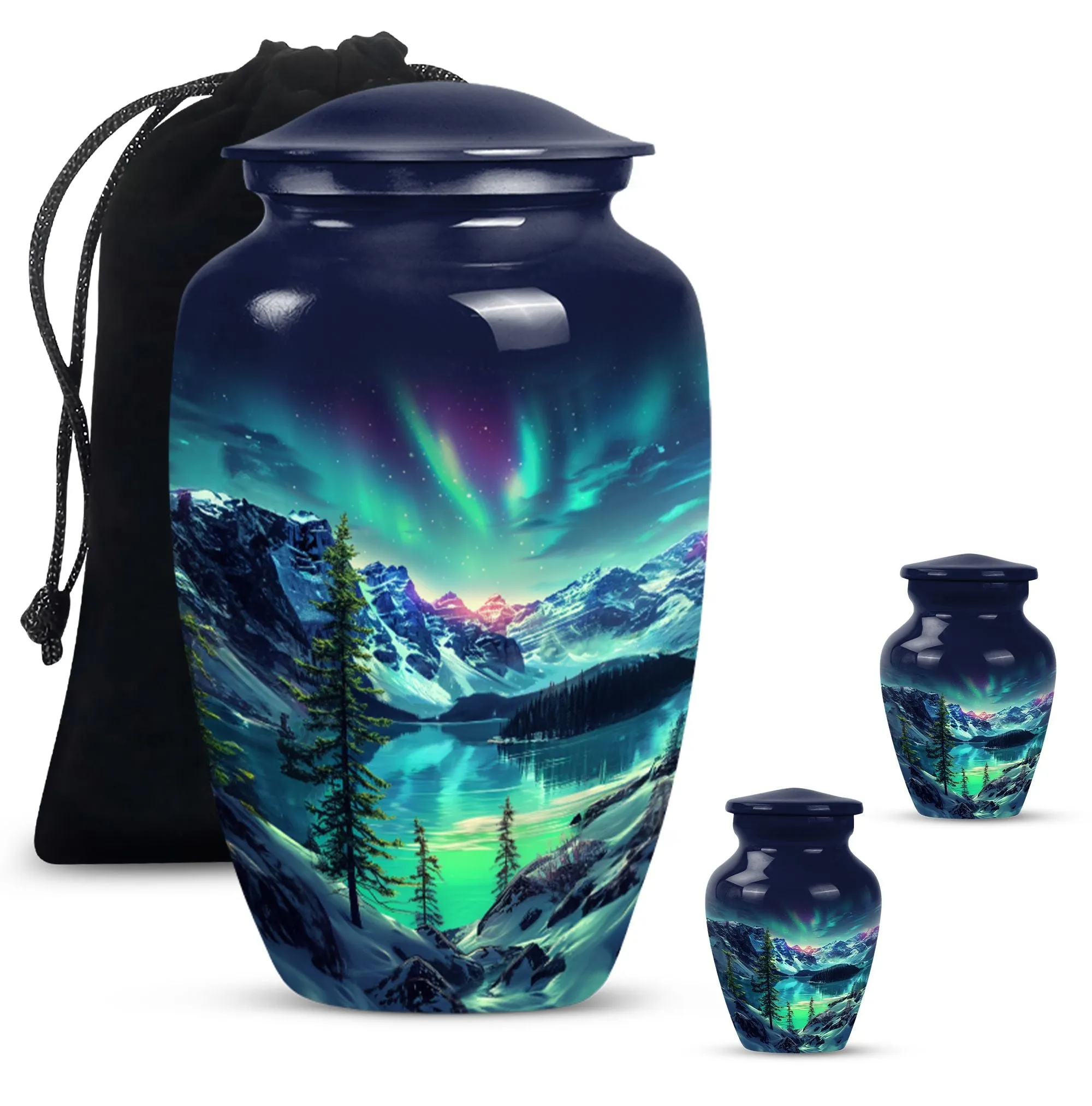 Northern Lights Aurora Borealis - Memorial Keepsake Urn for Adult Ash