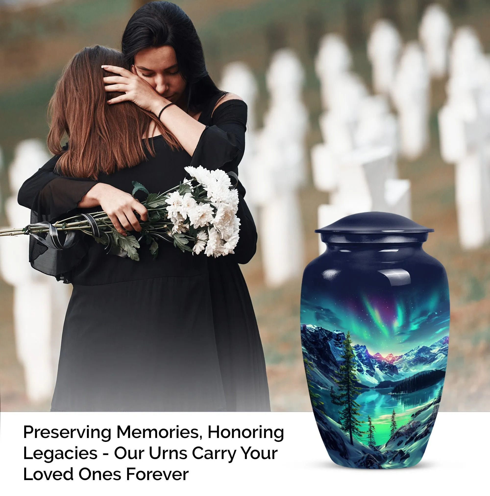 Northern Lights Aurora Borealis - Memorial Keepsake Urn for Adult Ash
