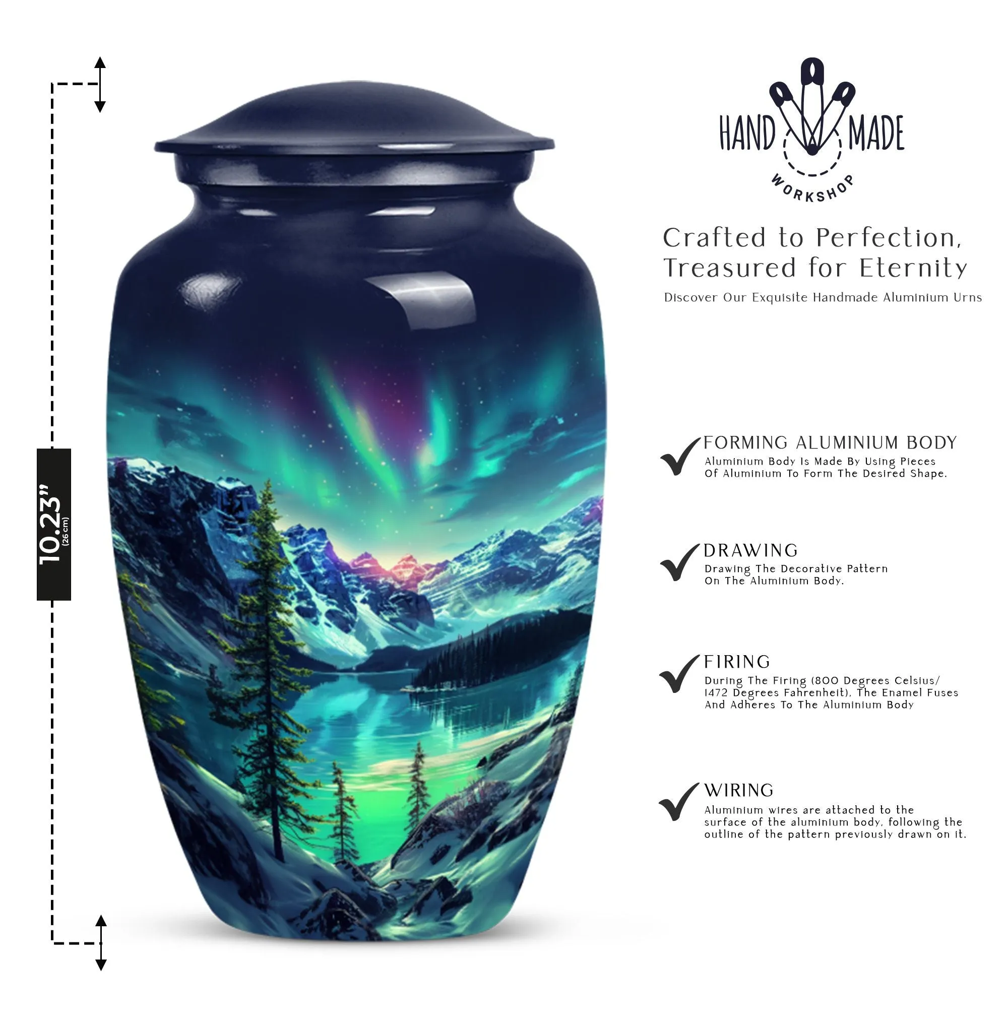 Northern Lights Aurora Borealis - Memorial Keepsake Urn for Adult Ash