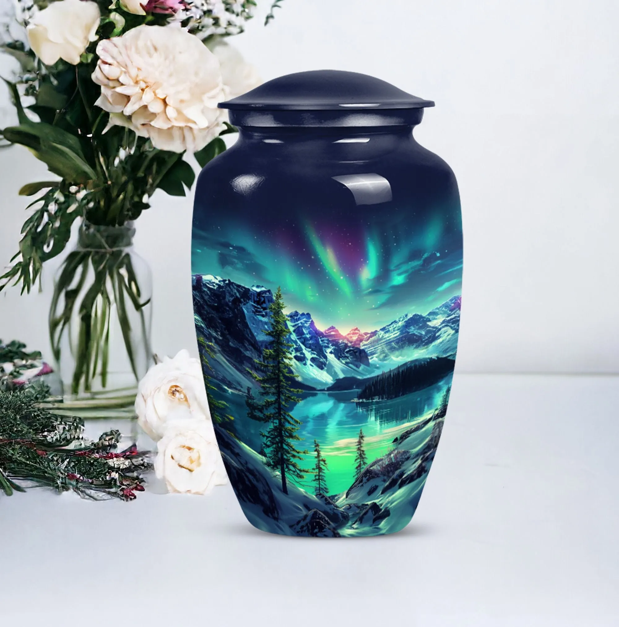 Northern Lights Aurora Borealis - Memorial Keepsake Urn for Adult Ash
