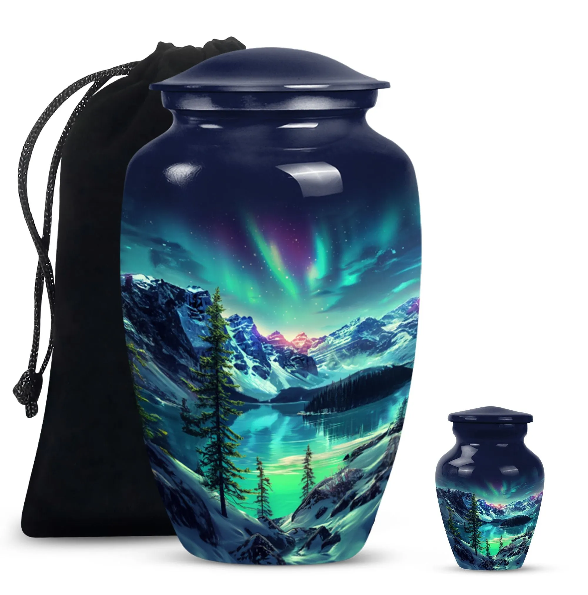 Northern Lights Aurora Borealis - Memorial Keepsake Urn for Adult Ash