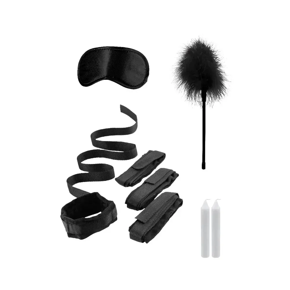 Ouch! Black & White Bed Bindings BDSM  Restraint Bondage Kit Black