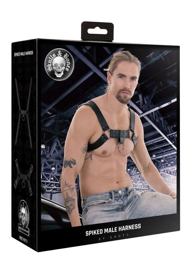 Ouch! Skulls And Bones - Male Harness With Spikes - Black