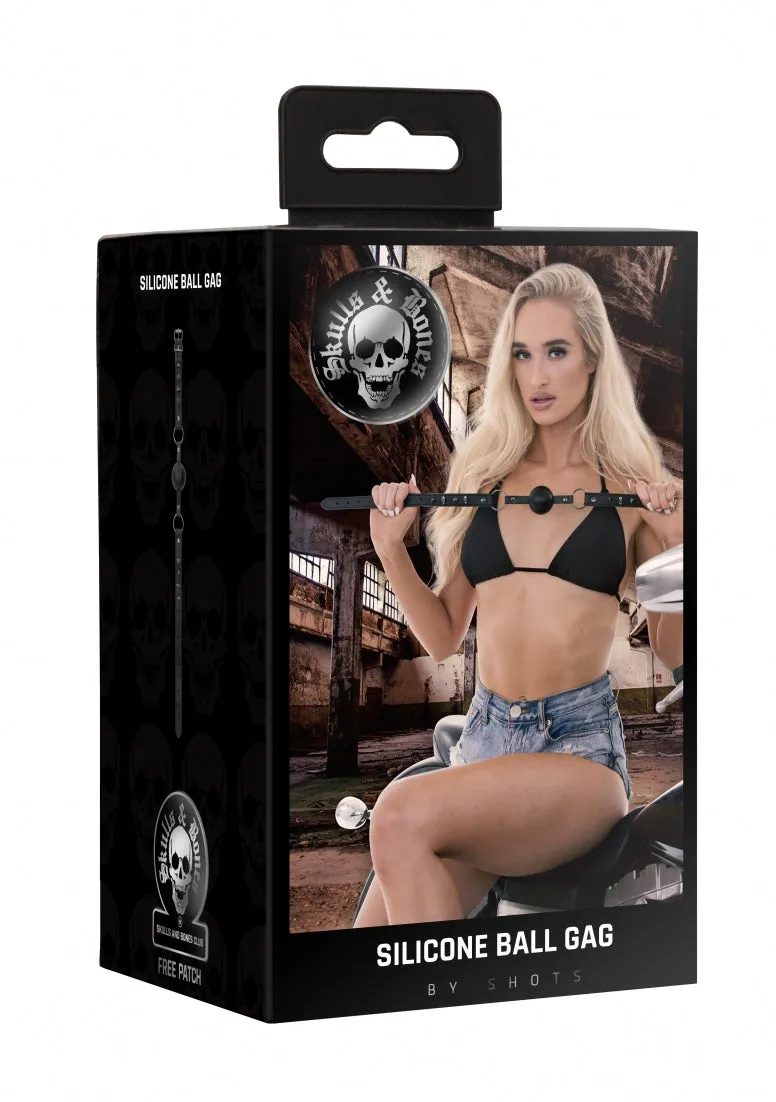 Ouch! Skulls And Bones - Silicone Ball Gag - Black