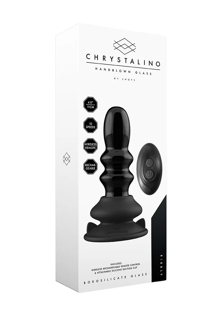Ribbly - Glass Vibrator - With Suction Cup And Remote - Rechargeable - 10 Speed