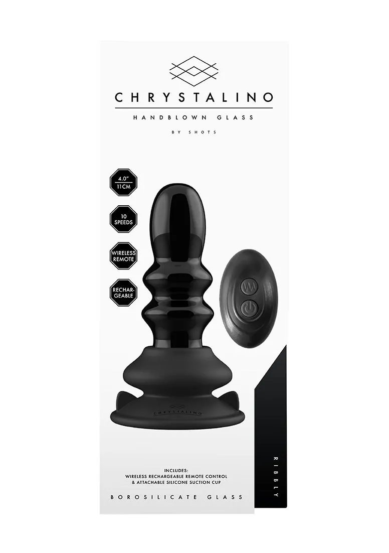Ribbly - Glass Vibrator - With Suction Cup And Remote - Rechargeable - 10 Speed