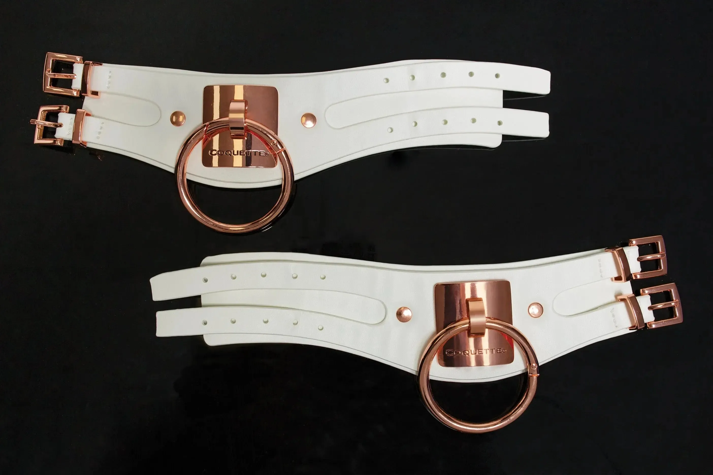 Sex Slave Shackles Bondage Wrist Cuffs Coquette Pleasure Collection Cuffs White
