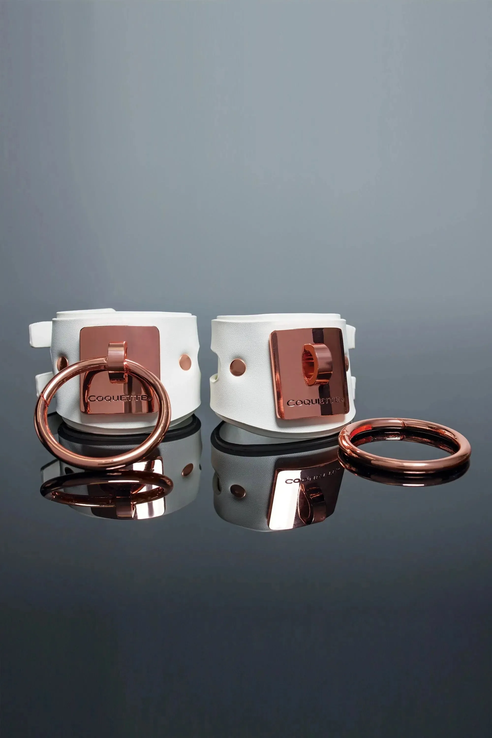 Sex Slave Shackles Bondage Wrist Cuffs Coquette Pleasure Collection Cuffs White