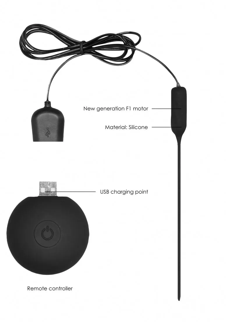 Silicone Rechargeable Vibrating Plug Remote Controlled - Urethral Sounding