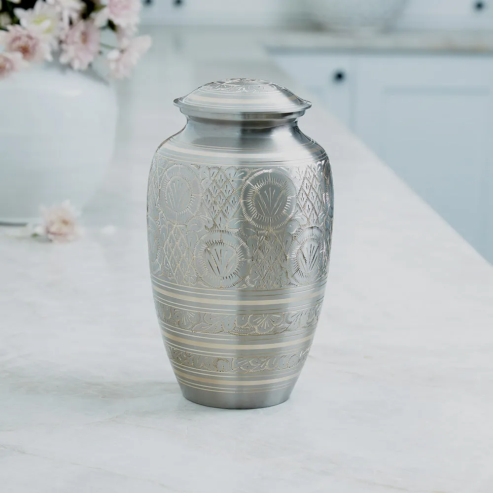 Silver and Gold Radiant Platinum Cremation Urn