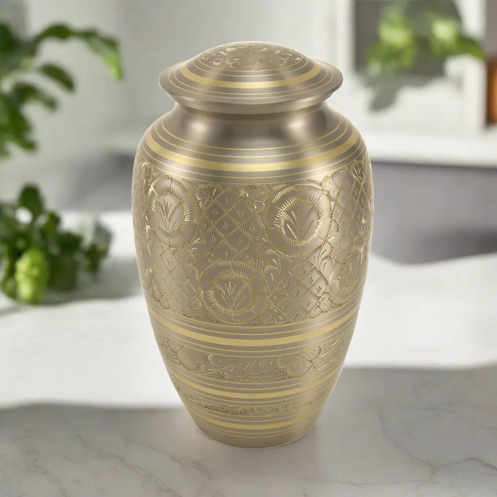 Silver and Gold Radiant Platinum Cremation Urn