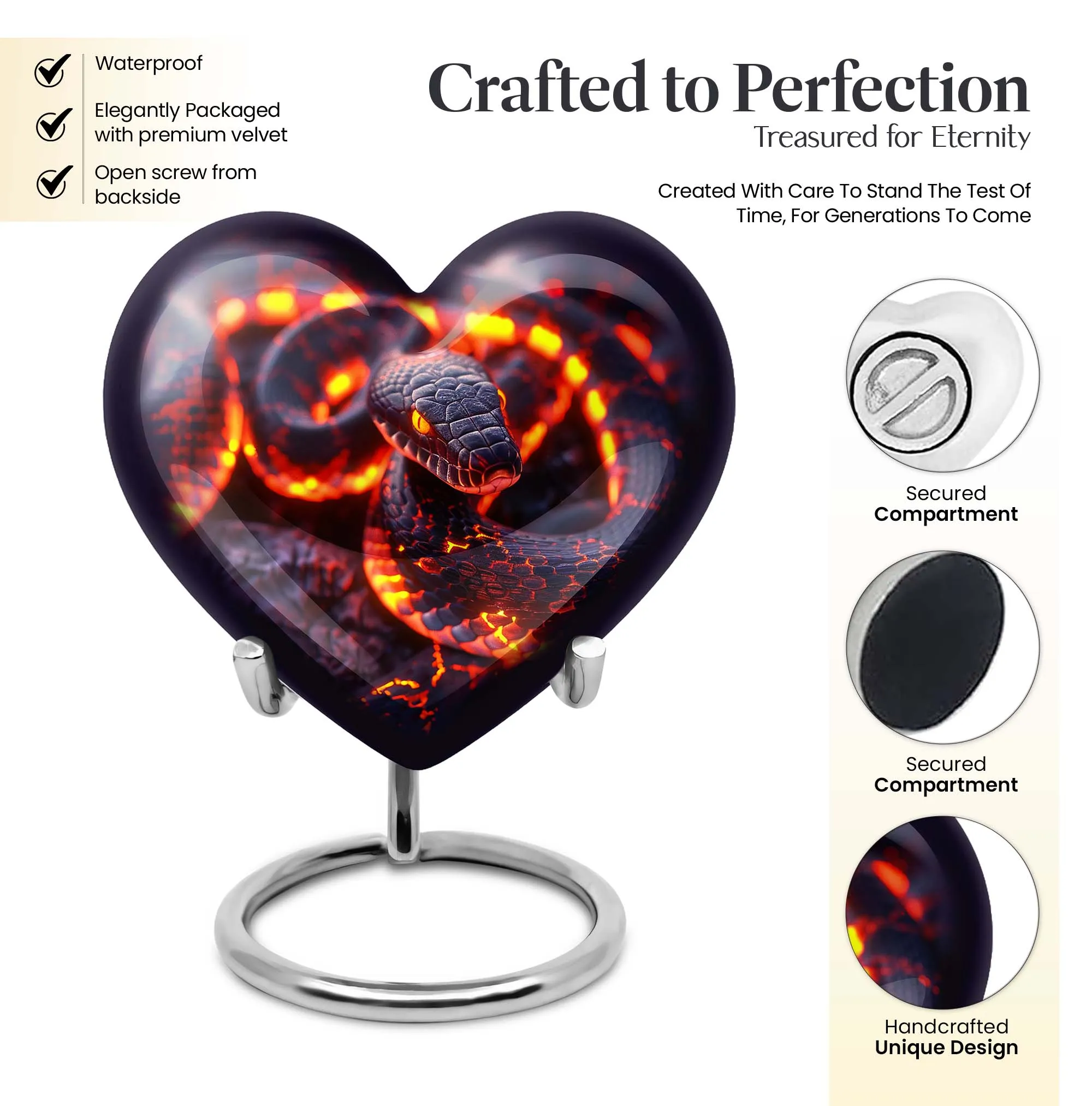Snake & Heart Adult Ash Memorial Urn - Comforting Beyond Life