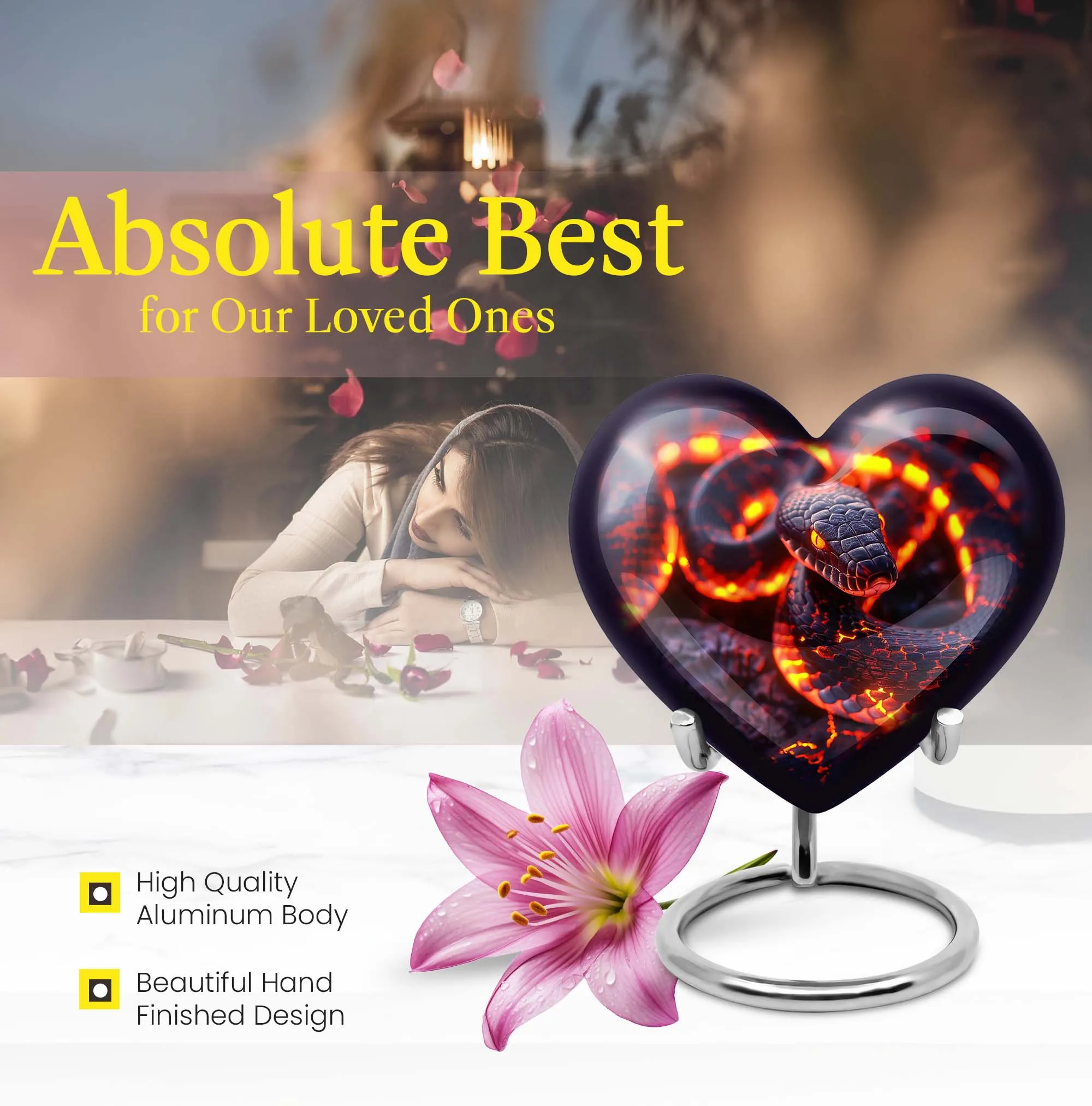 Snake & Heart Adult Ash Memorial Urn - Comforting Beyond Life