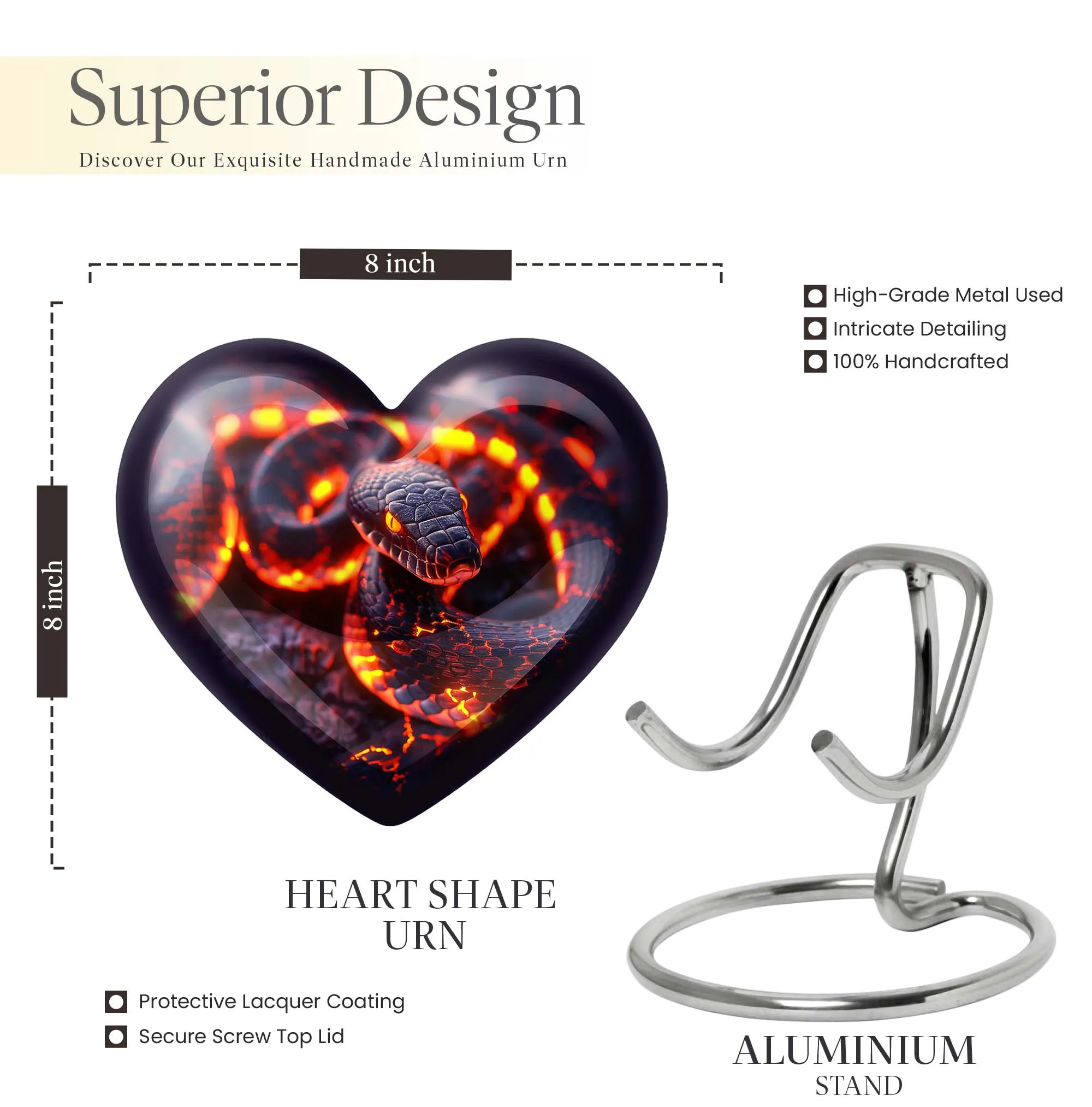 Snake & Heart Adult Ash Memorial Urn - Comforting Beyond Life