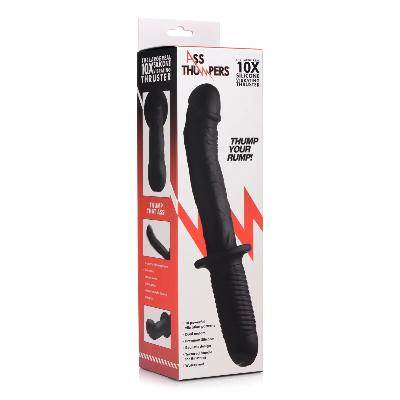 The Large Realistic 10x Silicone Vibrator With Handle