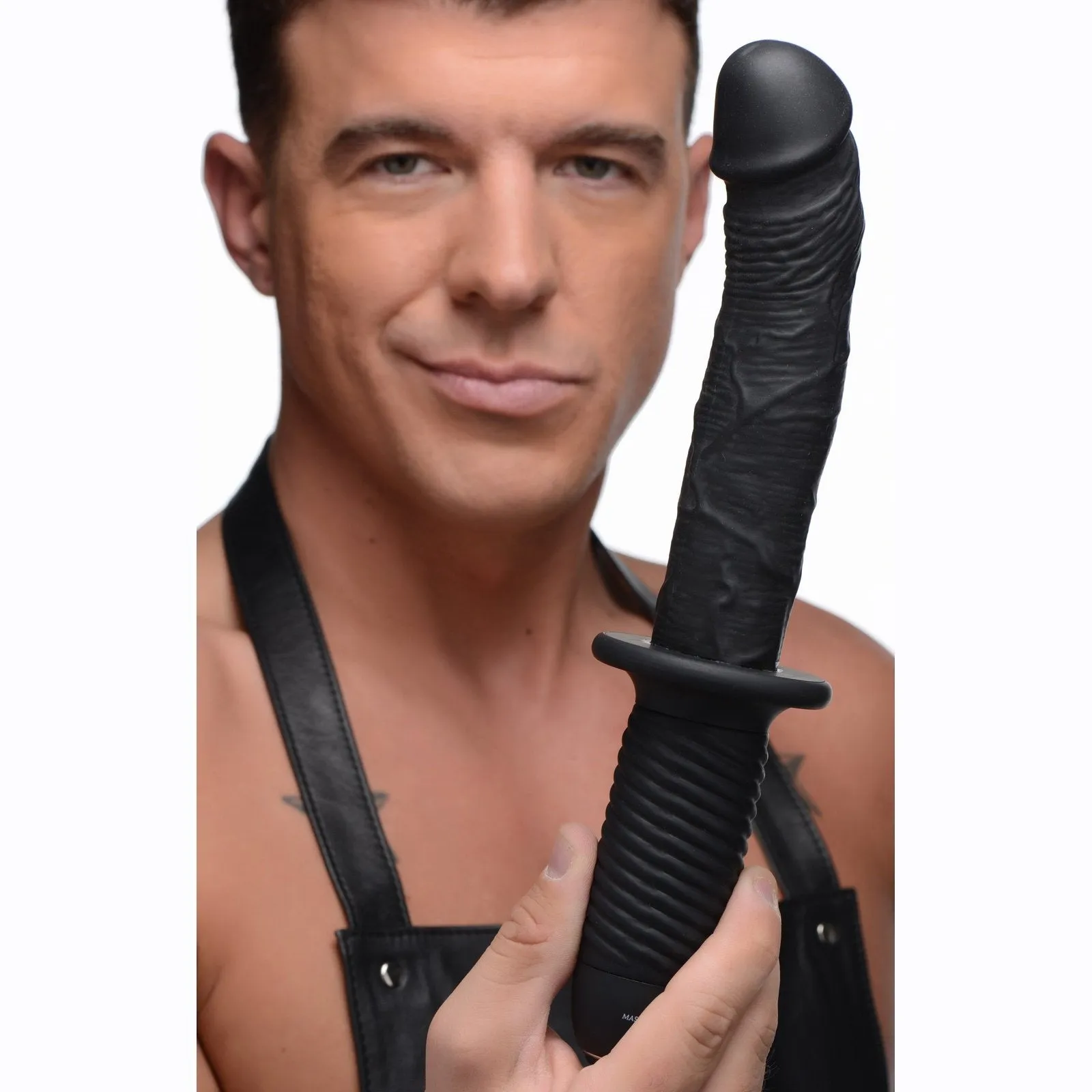 The Large Realistic 10x Silicone Vibrator With Handle
