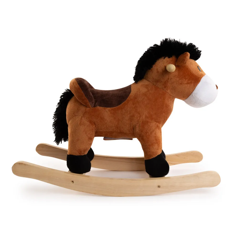 Toys R Us - Rocking Brown Horse with Sound - Plush Ride-On