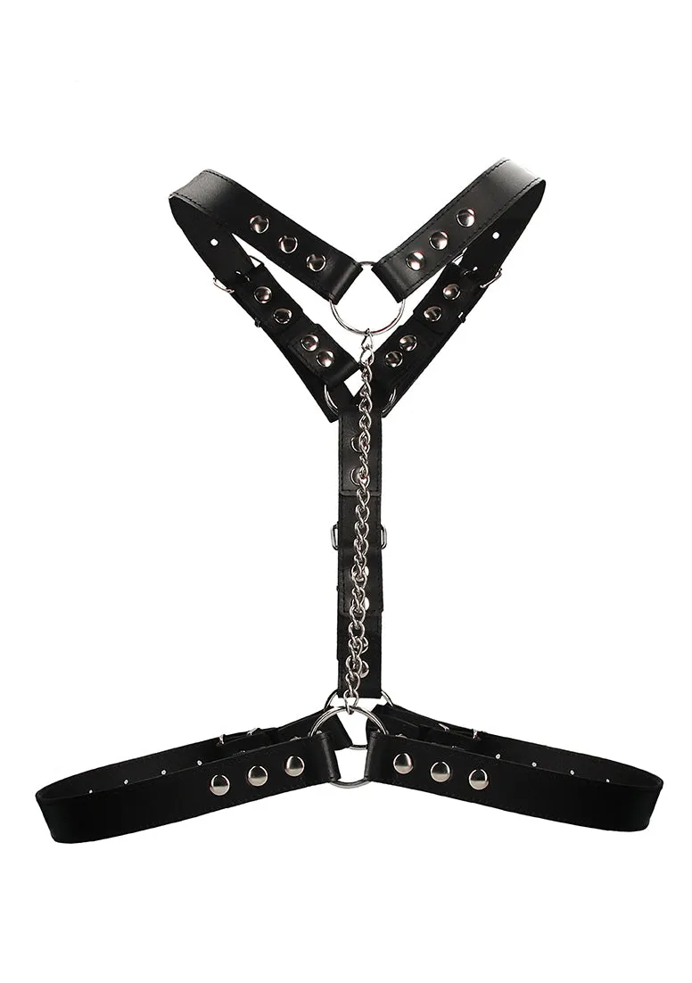 Twisted Bit Black Leather Harness - One Size - Black