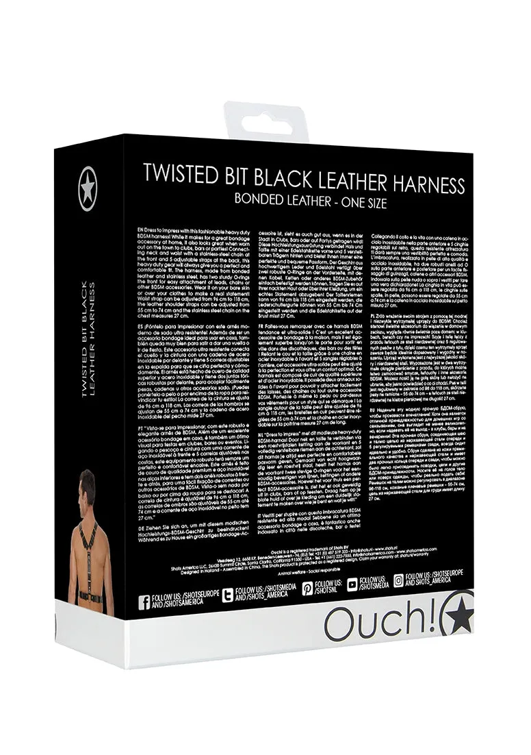 Twisted Bit Black Leather Harness - One Size - Black