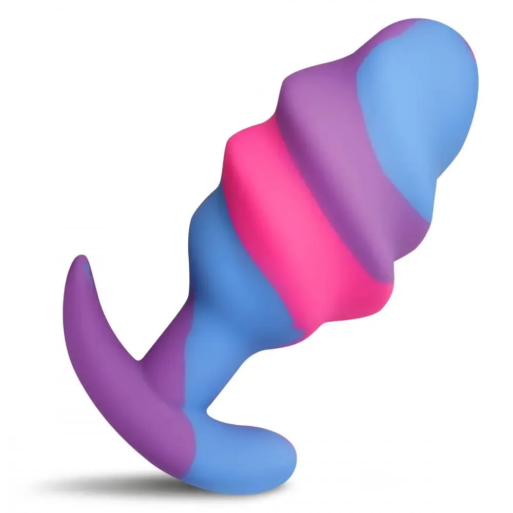 Unicorn Swirl Silicone Butt Plug Ribbed Anal Plug- Large