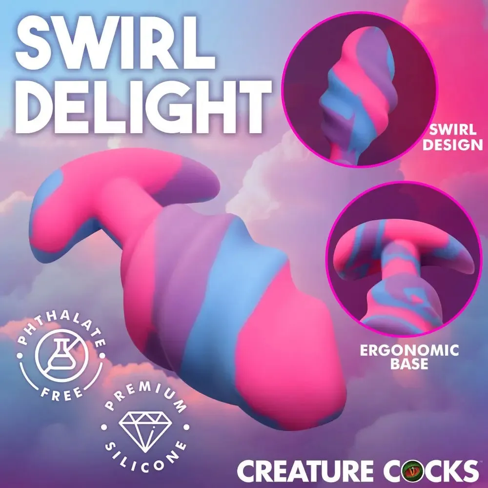 Unicorn Swirl Silicone Butt Plug Ribbed Anal Plug- Large
