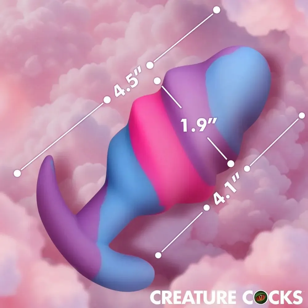 Unicorn Swirl Silicone Butt Plug Ribbed Anal Plug- Large