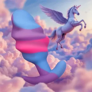 Unicorn Swirl Silicone Butt Plug Ribbed Anal Plug- Large